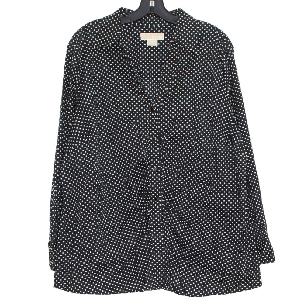 Michael Kors Top Button Up Plus Size Polka Dot Black 22W Office Smart Casual
